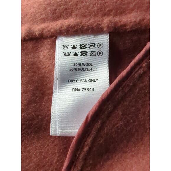 TAHARI Wool Blend Dusty Rose Long Line Open Front Mid Length Jacket Women's Med - Picture 7 of 8